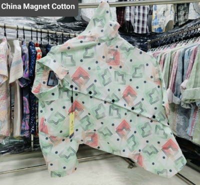 China Magnet Cotton Signature Half Sleeve Print Shirt - Image 2