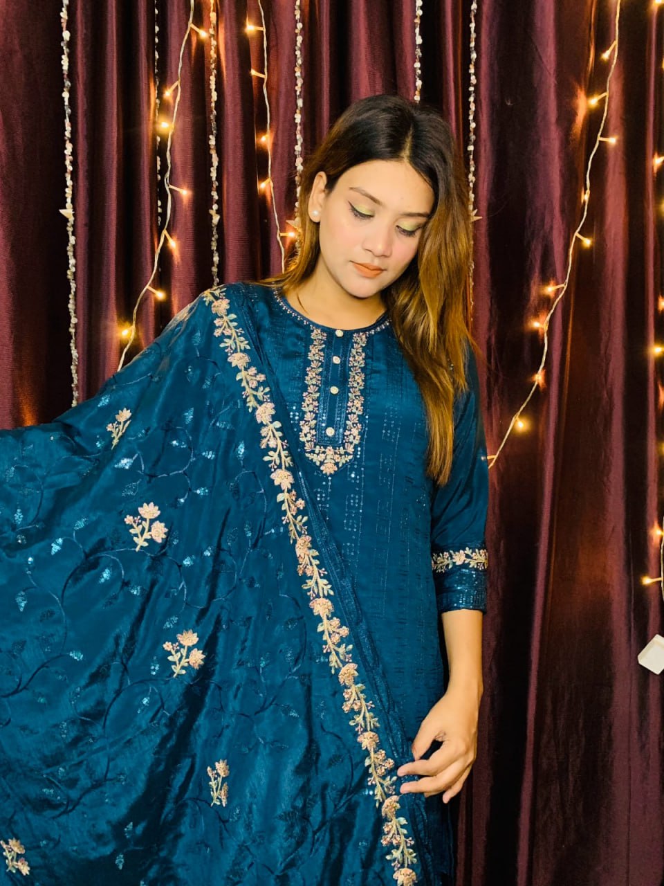Eid Special! Pakistani Crept Chinon Three Piece - Image 3