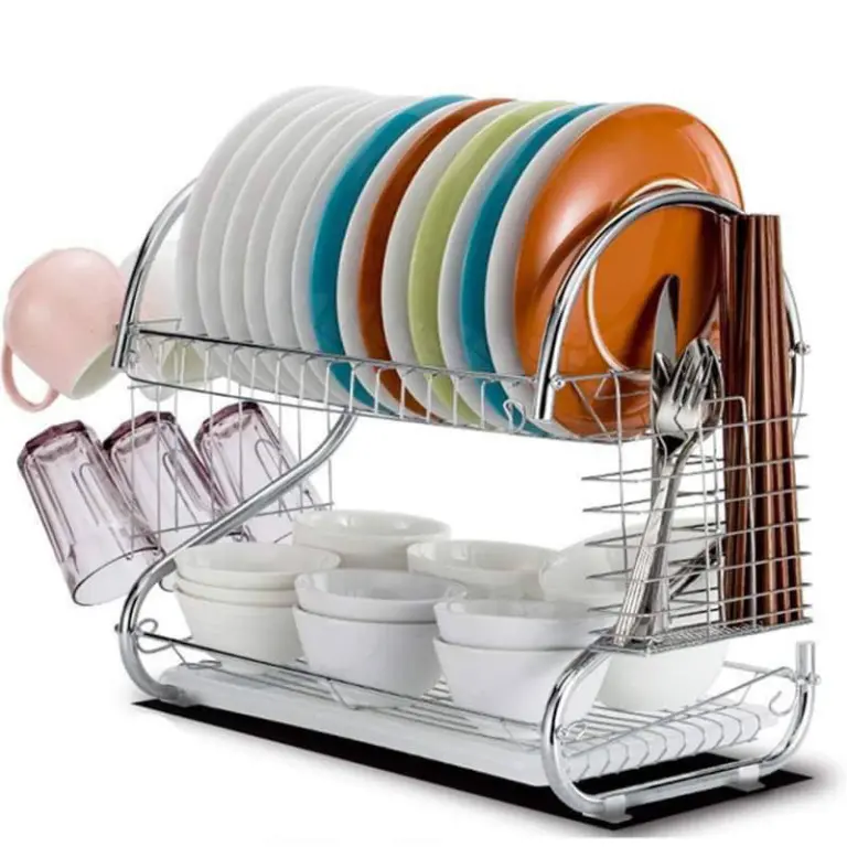 2 Layer Kitchen Dish Rack Stainless Steel - Image 2