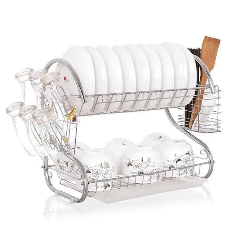 2 Layer Kitchen Dish Rack Stainless Steel - Image 3