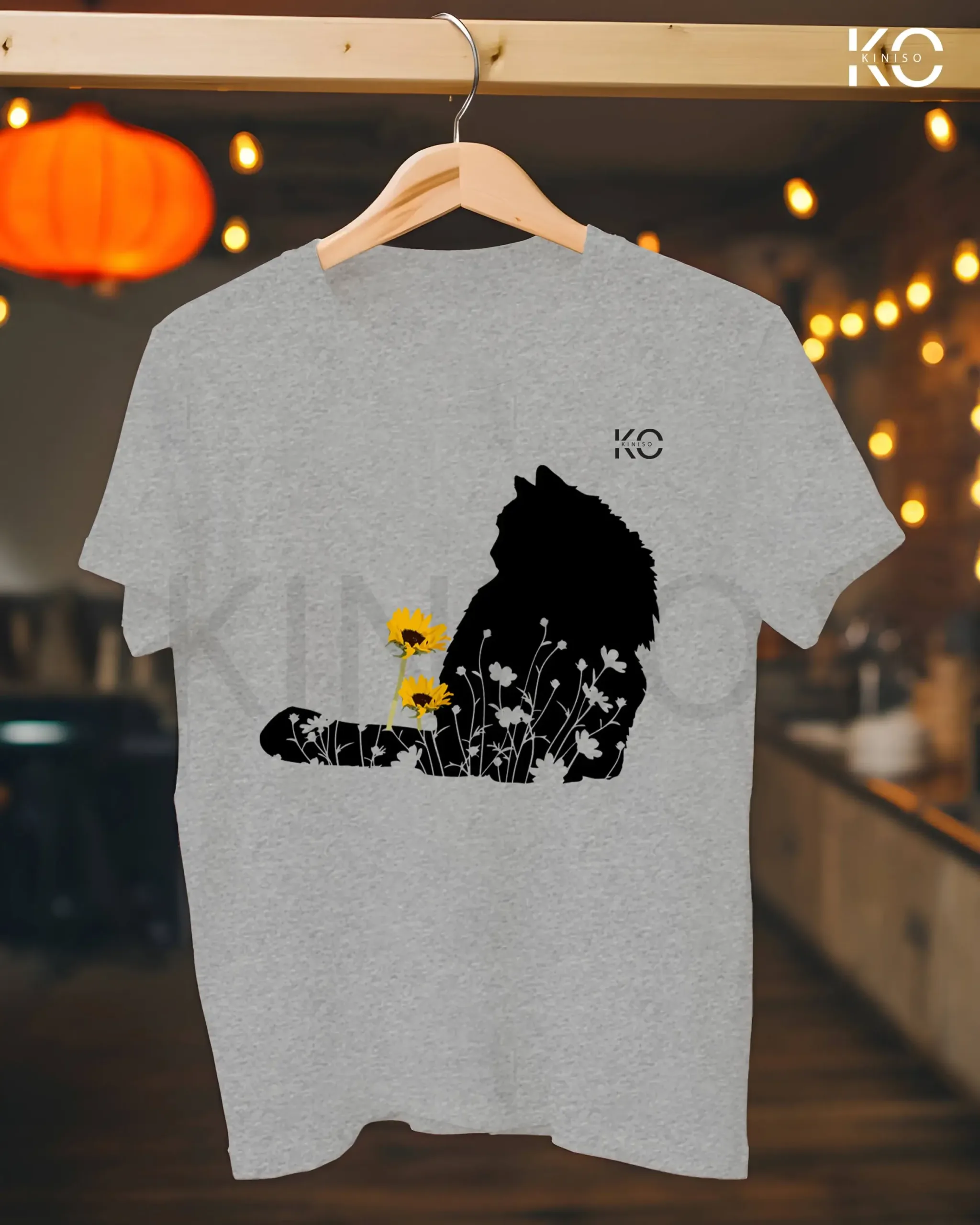 Cat in Flower Garden Print Tees - Image 2