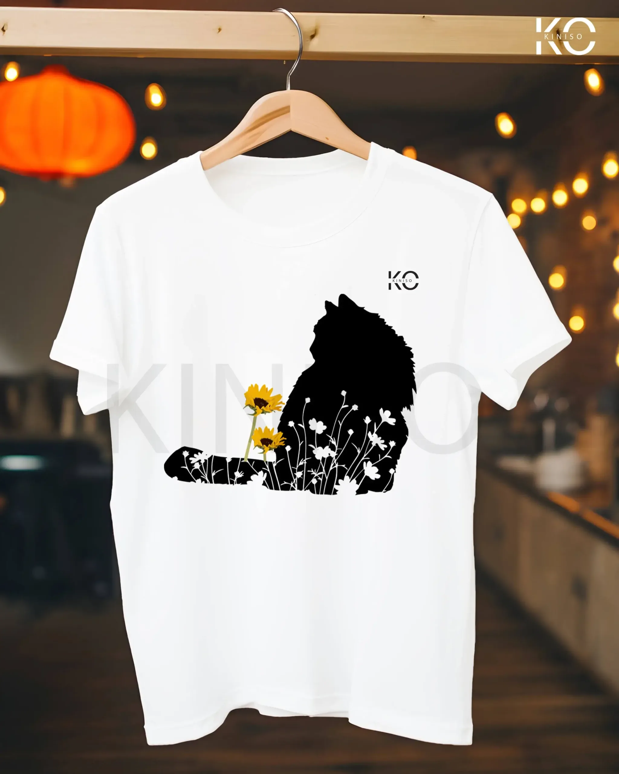 Cat in Flower Garden Print Tees