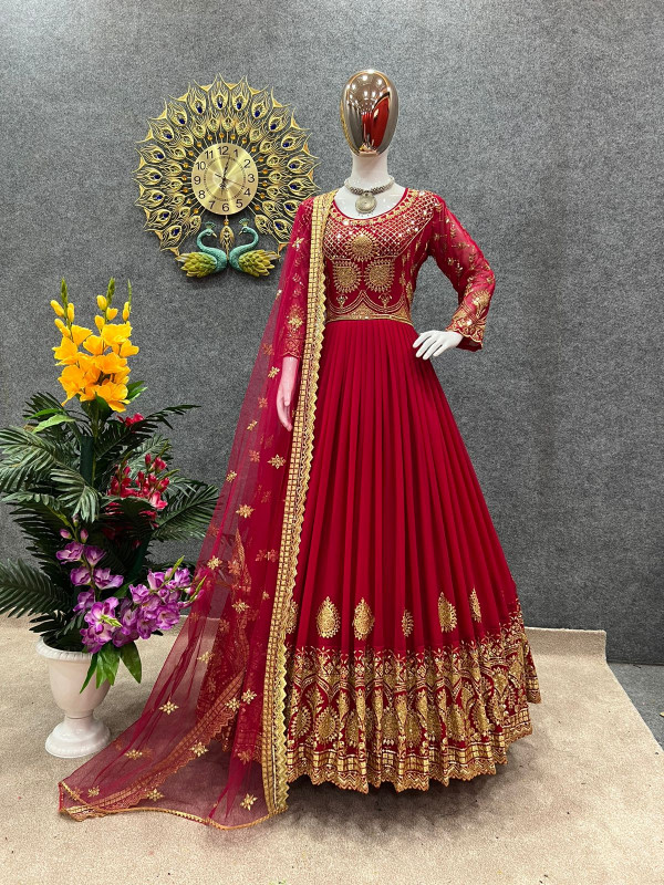 Readymade Georgette Embroidered Party Dress - Image 2