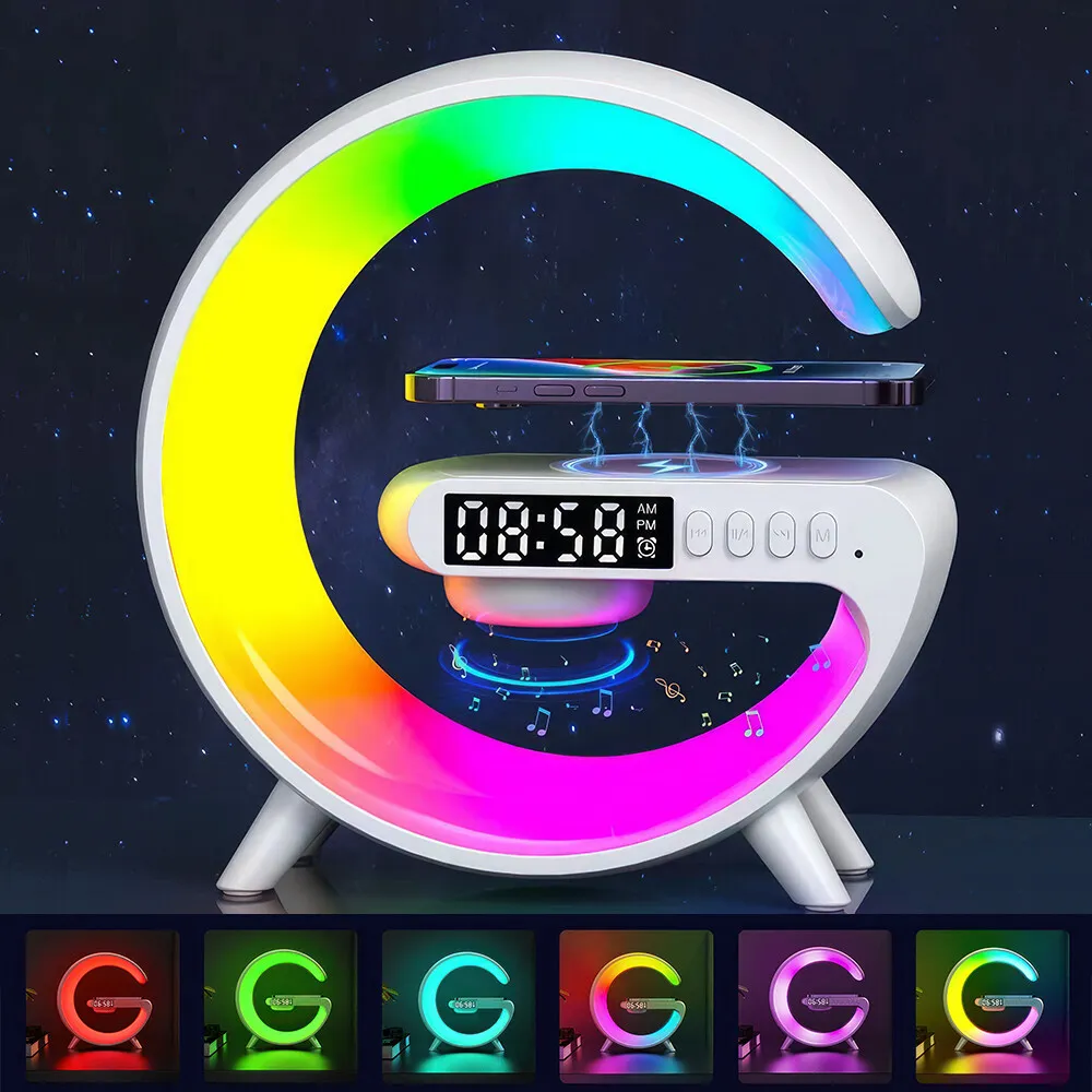 Smart Table Lamp with Wireless Charger, App Control,Sunrise WakeUp Light, RGB Lamp, Clock, Alarm, Mini Bluetooth Speaker, Dimmable Night Light Lamp Alarm Clock G63 - Image 10